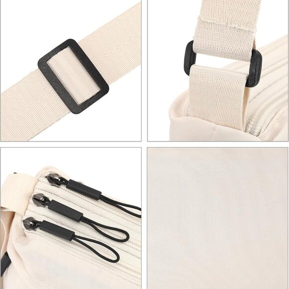 Ultra Lightweight Beige Mini Crossbody Bag - Stylish Multi-Pocket Design - Picture 6 of 6